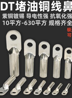 国标镀锡铜线鼻端子线耳DT16/25/35/50/7095120240平方接线铜线鼻