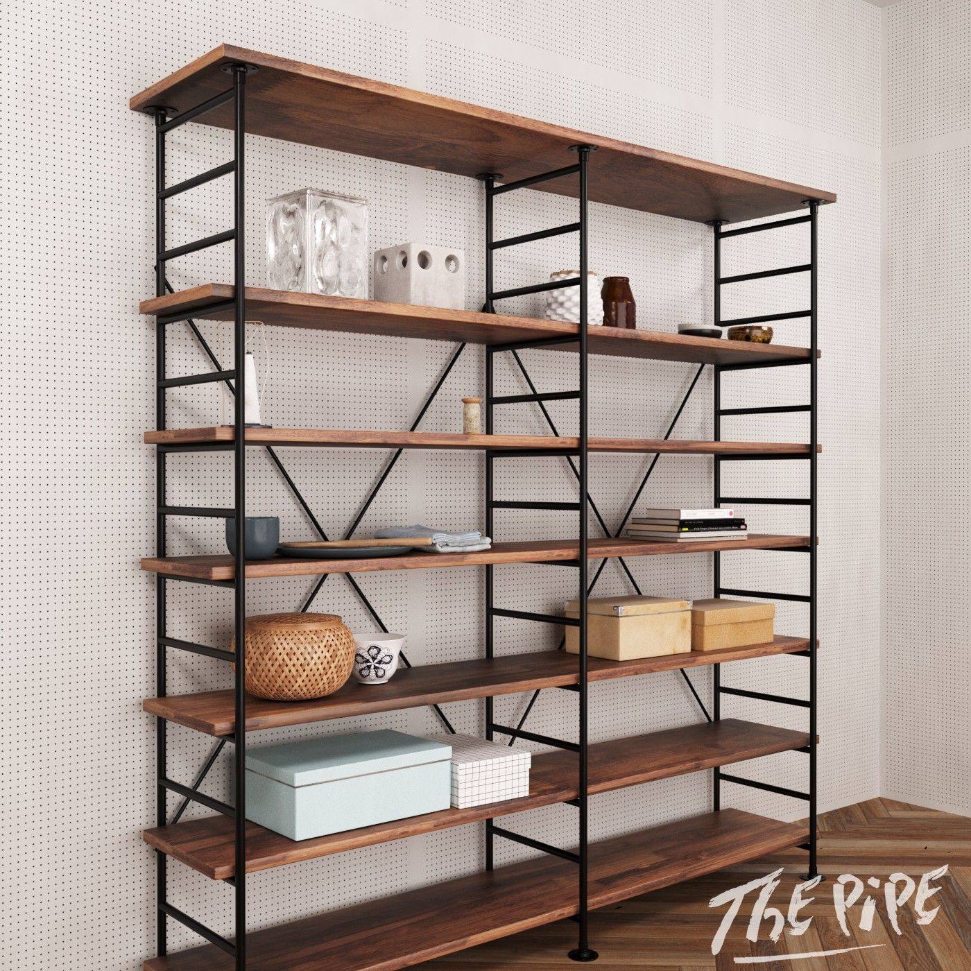 loft 美式复古铁艺置物架书架货架工艺品工作室收纳架展示架书柜