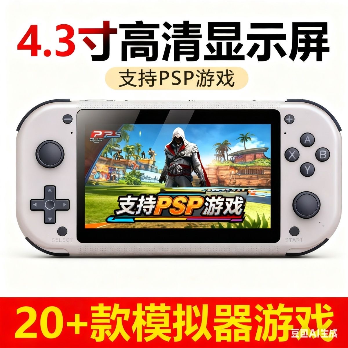 酷孩掌上游戏机掌机4.3寸IPS屏游戏机大屏模拟器20+款便携式经典怀旧手柄游戏机街机支持ps1街机等游戏