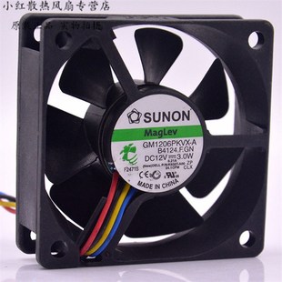 6CM 厘米 6020 建准SUNON 12V 4线CPU散热风扇 3.0W GM1206PKVX