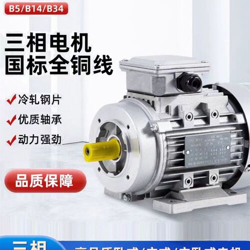 YS三相铝壳电机国标纯铜马达2800转0.75KW-2/4卧式B14立式1400转