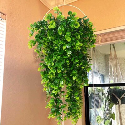2PCS Artificial Hanging Plants Faux EucalyptuQs Leaf Greener