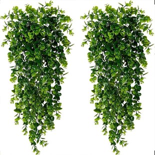 Plants Hanging Faux EucalyptuQs Greener 2PCS Leaf Artificial