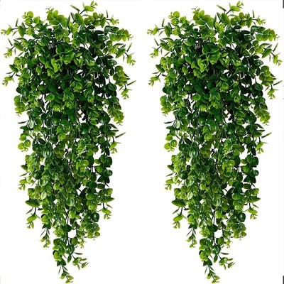 2PCS Artificial Hanging Plants Faux EucalyptuQs Leaf Greener