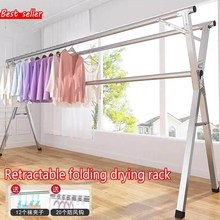 Foldable telescopic clothes coat hanger drying rack hoZuseho
