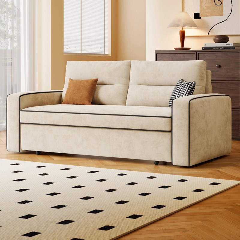 豆腐块可折叠沙发床两用小户型客厅奶油风多功能可伸缩沙发可变床
