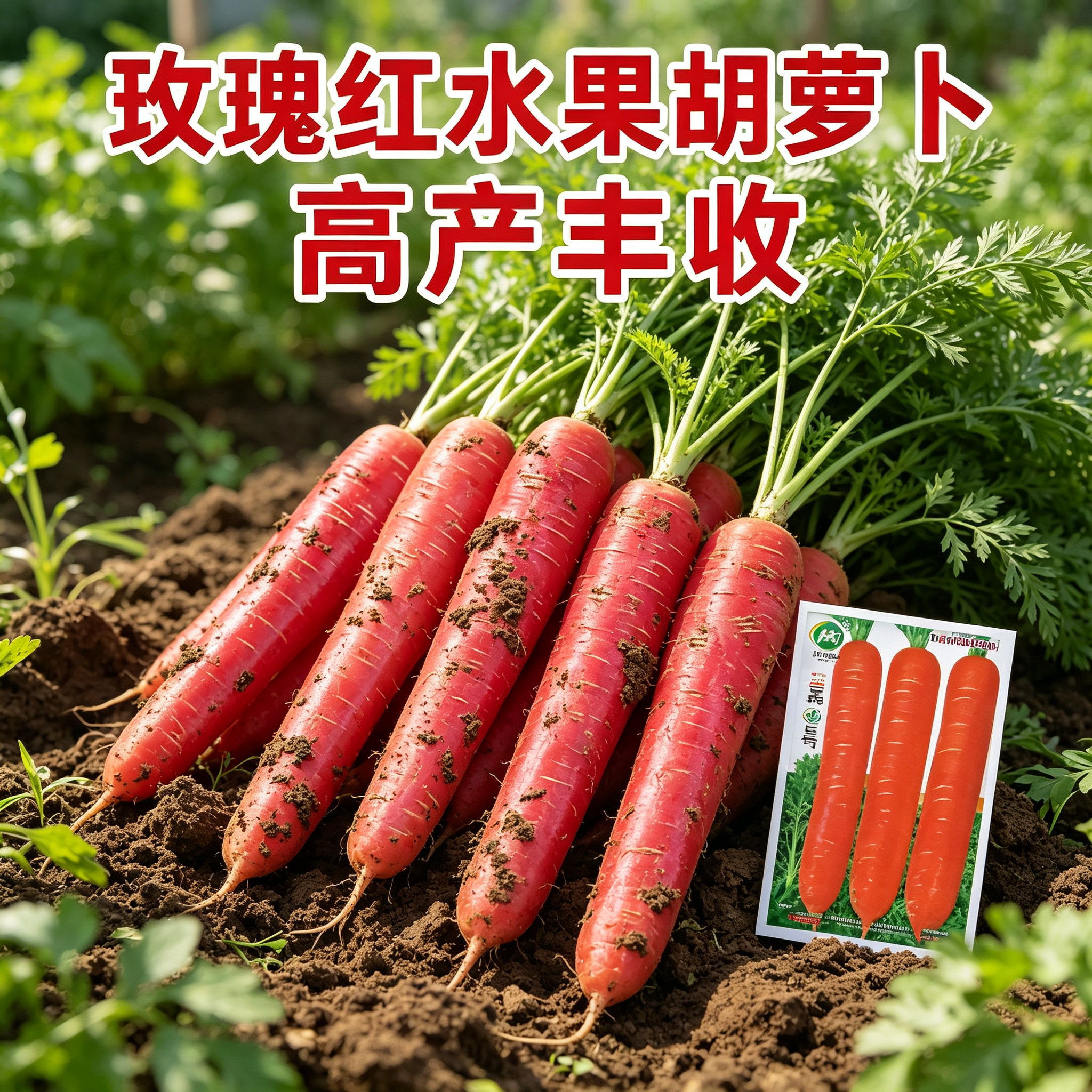 糖心水果胡萝卜种子波玫瑰红三红胡萝卜种籽甜脆红胡萝卜种子JL
