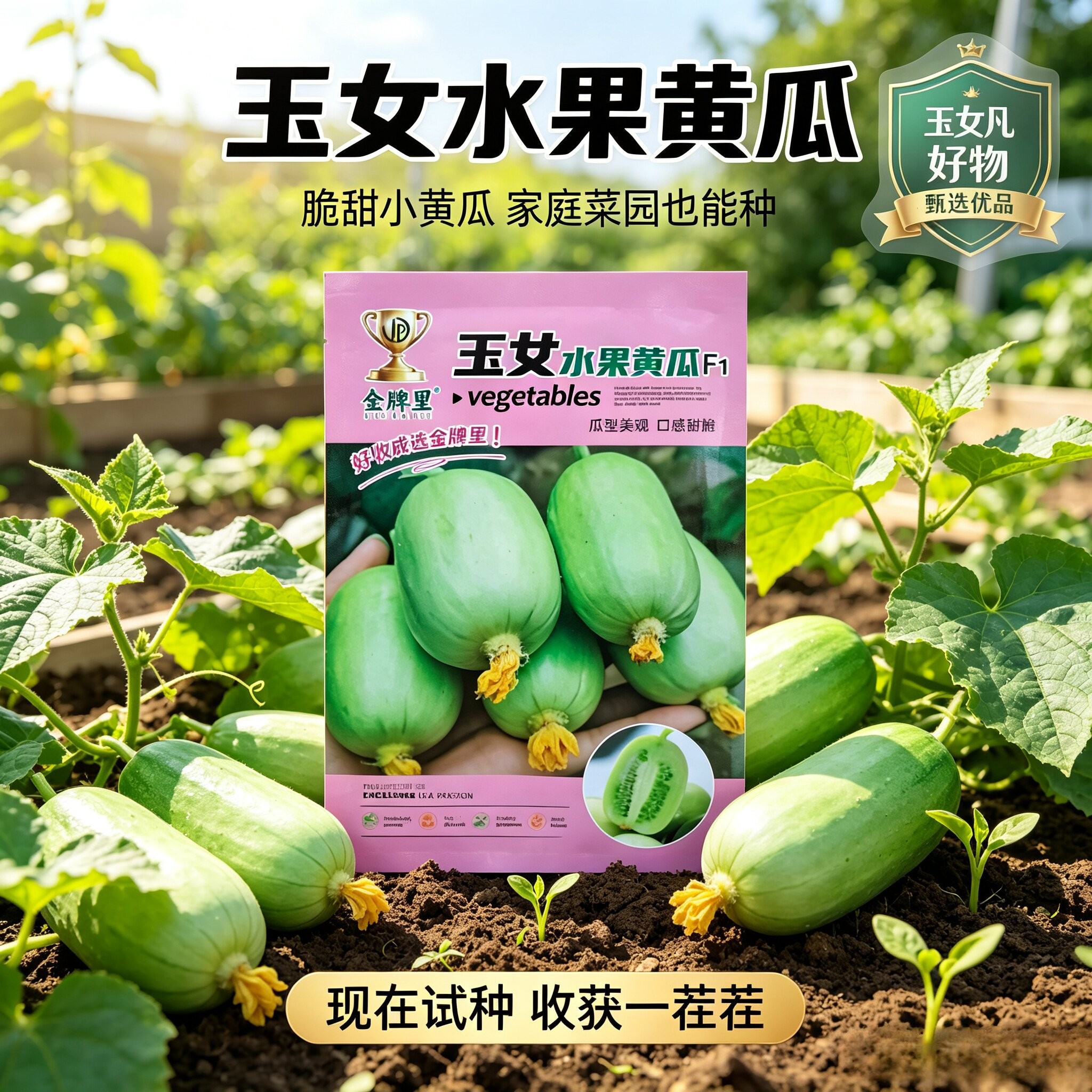 [限时立减50]拇指黄瓜种子玉女迷你水果小黄瓜种籽阳台盆栽可种JL