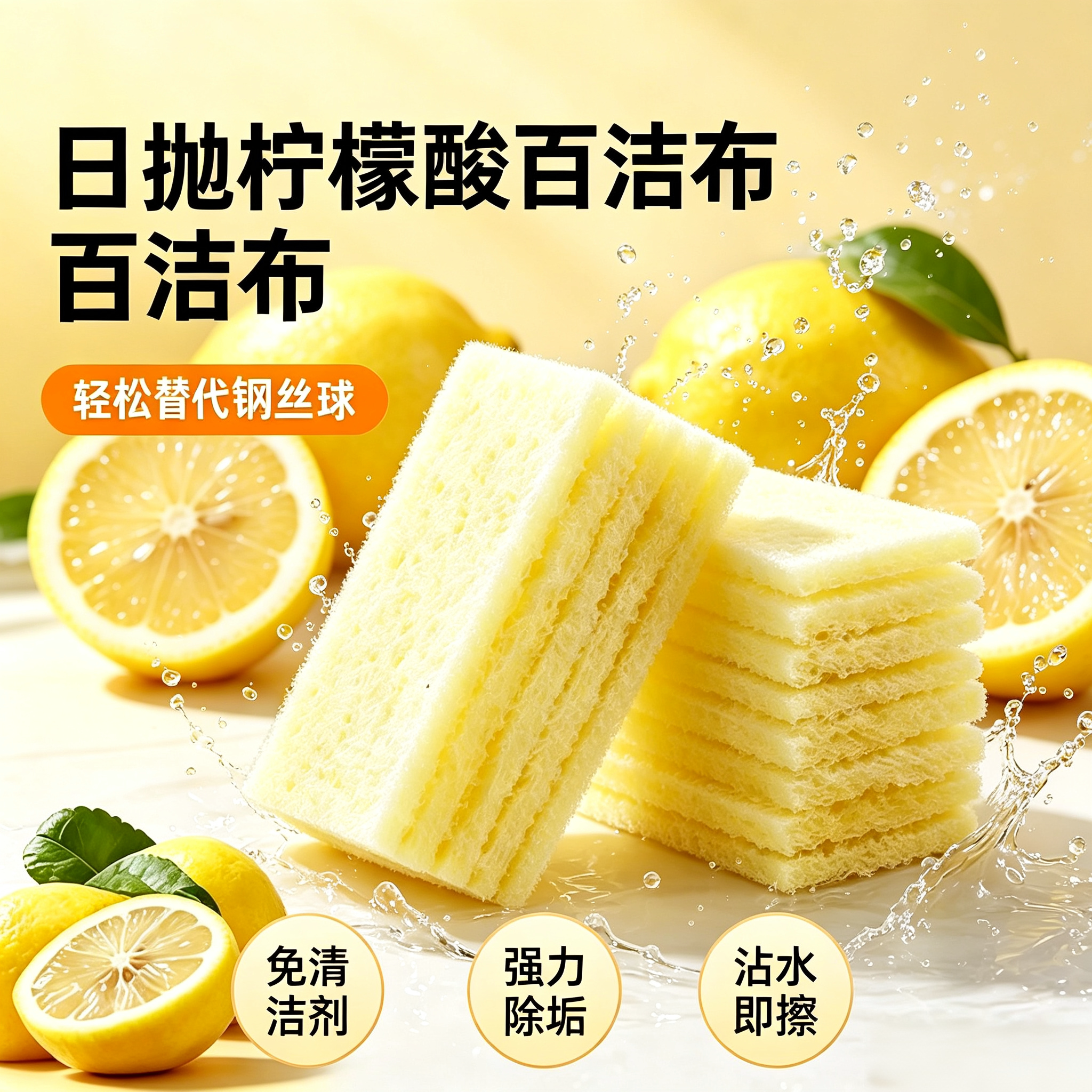柠檬.酸.百结擦蒸锅卫生间水龙头花洒玻璃强力去水垢擦除垢家用yz