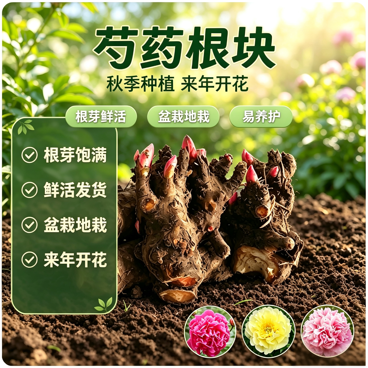 超值！3-5芽！重瓣芍药花带芽室内盆栽庭院地栽阳台花卉种球yz