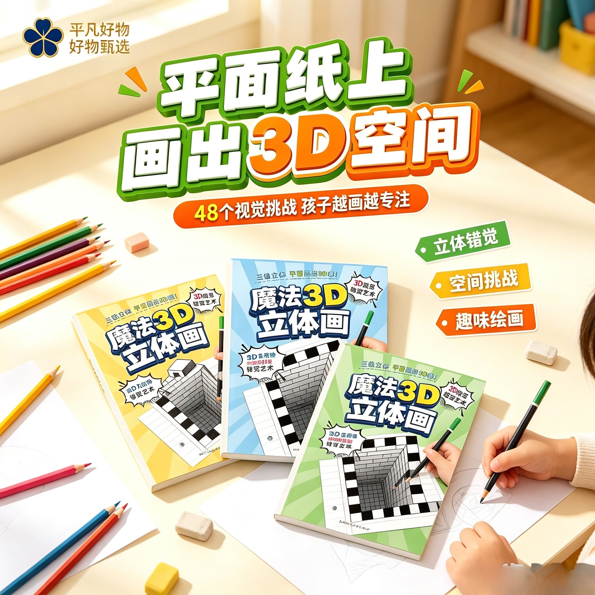 【限时优惠】儿童魔法立体画益智创意涂色本少儿涂鸦美术绘画本JL