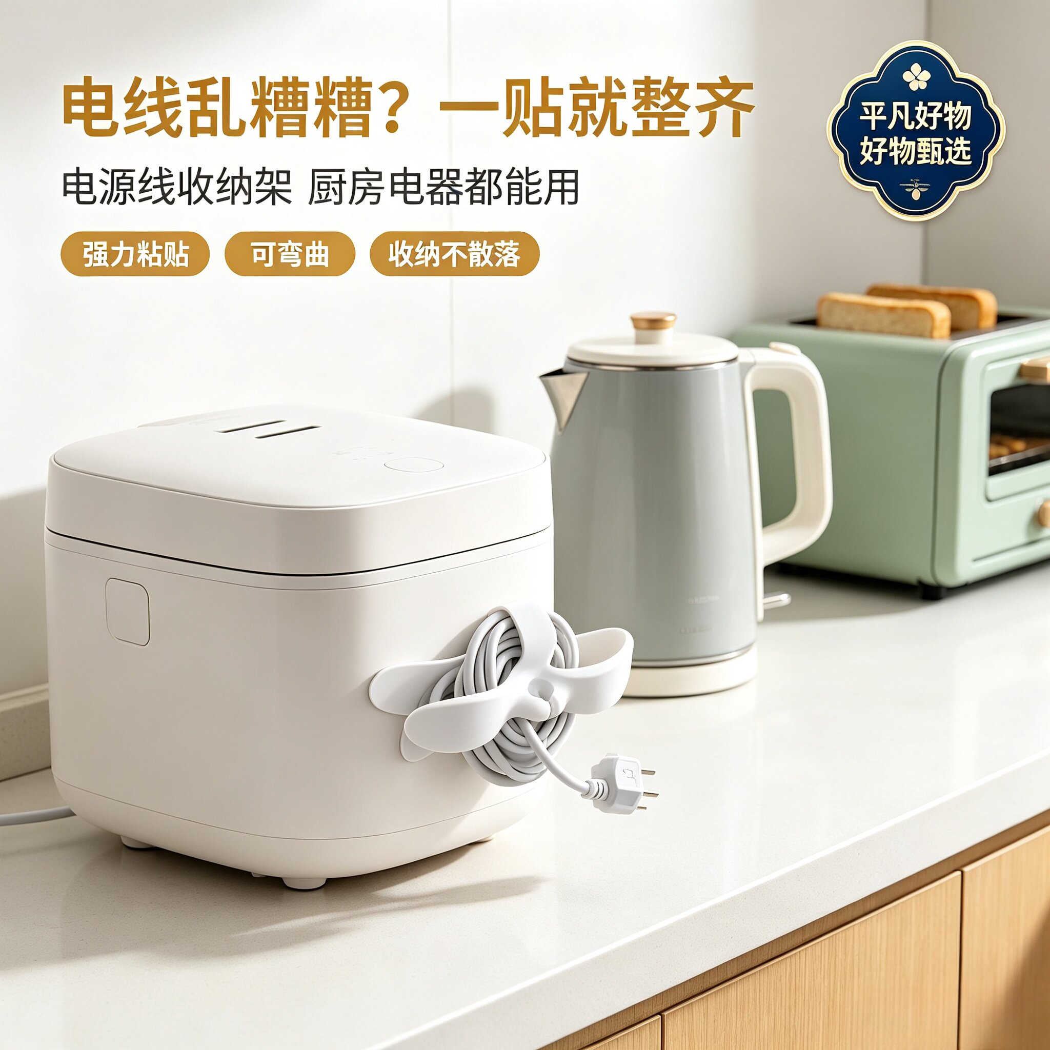 【居家好物】电器理线器绕线自黏免打孔插头电源线带背粘收纳线JL