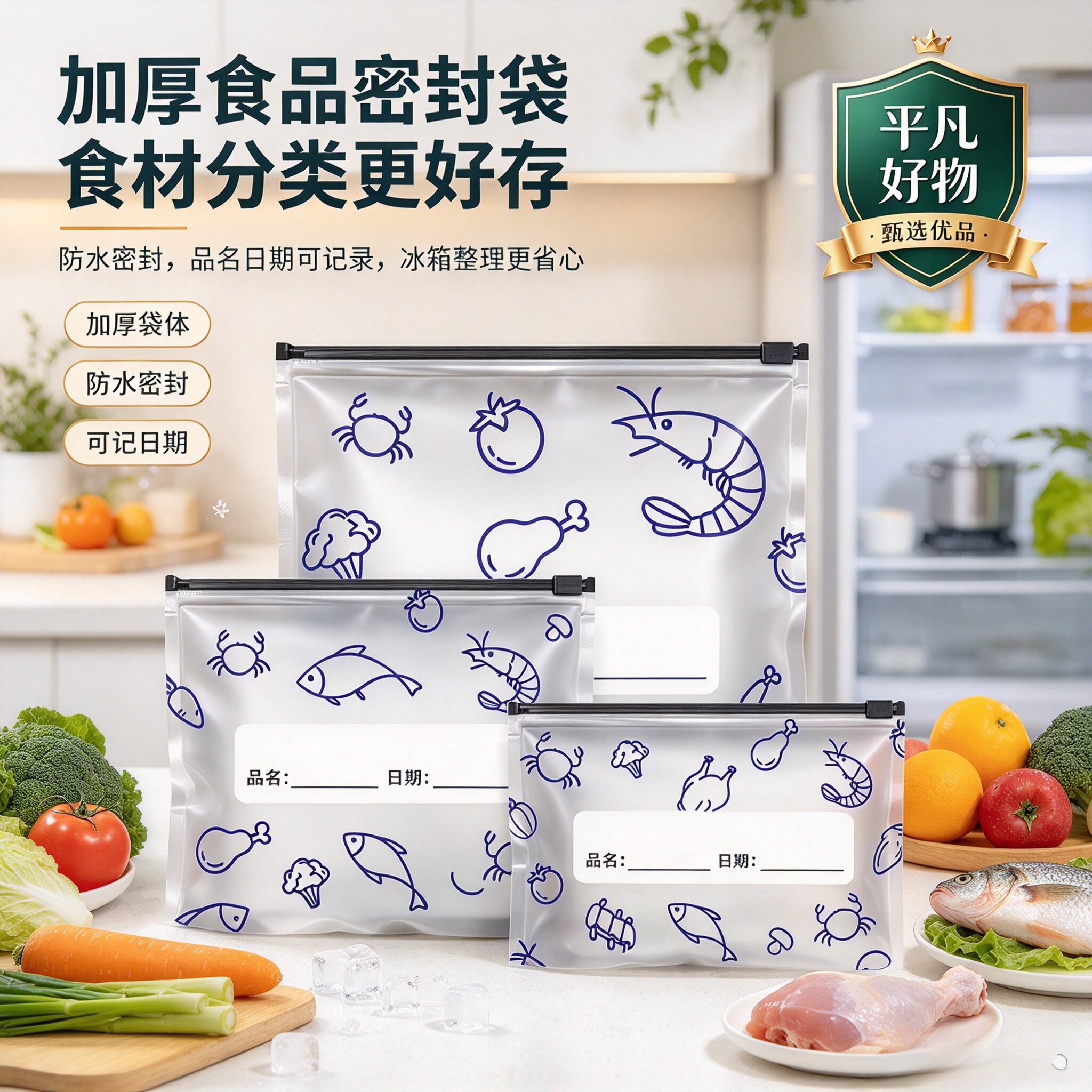 【限时优惠】铝箔保鲜密封保鲜袋家用冰箱食物冷冻封口保鲜袋JL