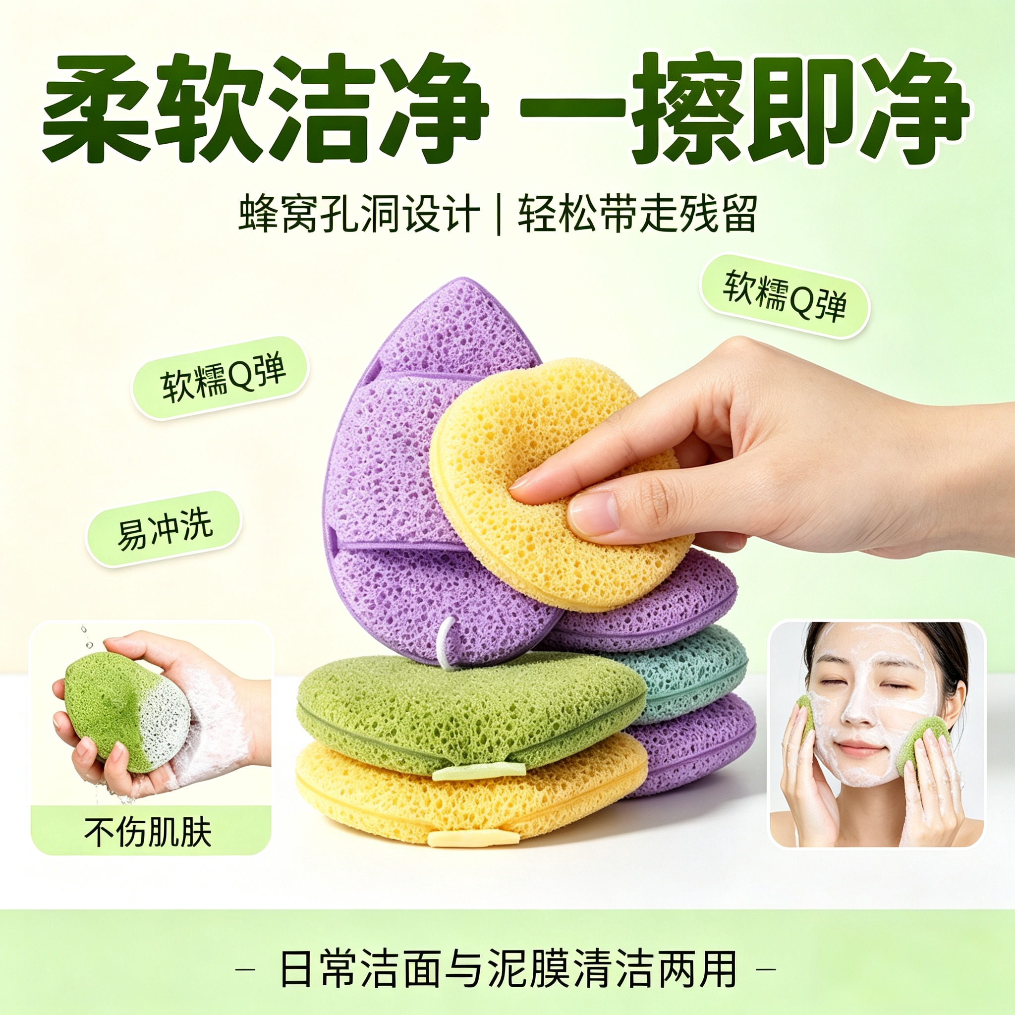 【新升级款】洗笑颜开洁颜洗脸扑3枚装擦脸搓泥膜清洁神器yz