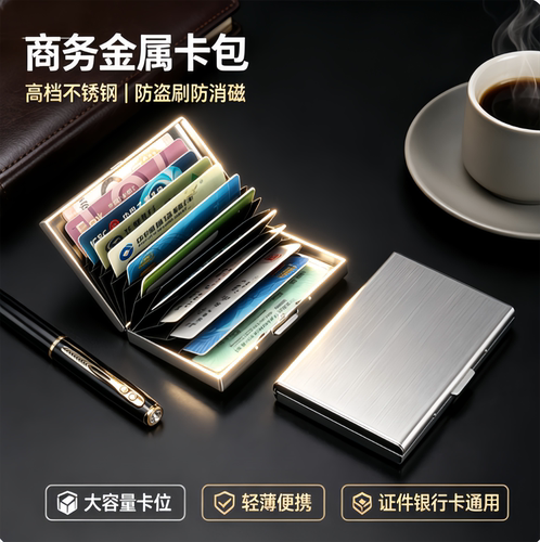 十卡位六卡位不锈钢金属卡包超薄防消磁多卡位商务防盗刷卡盒yz