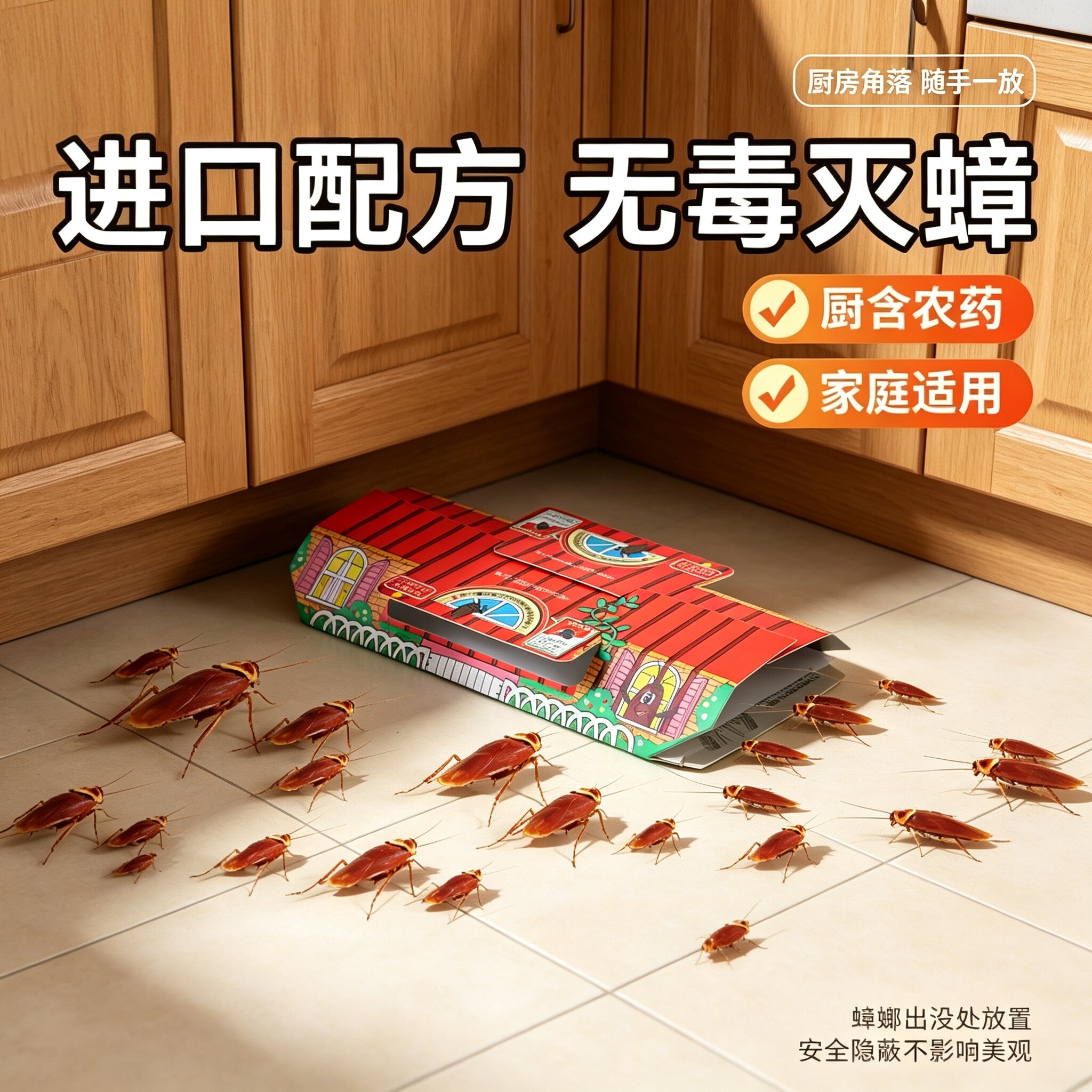 【下单立减50】蟑螂屋便携贴室内厨房客厅家用日用物理抓蟑螂yz