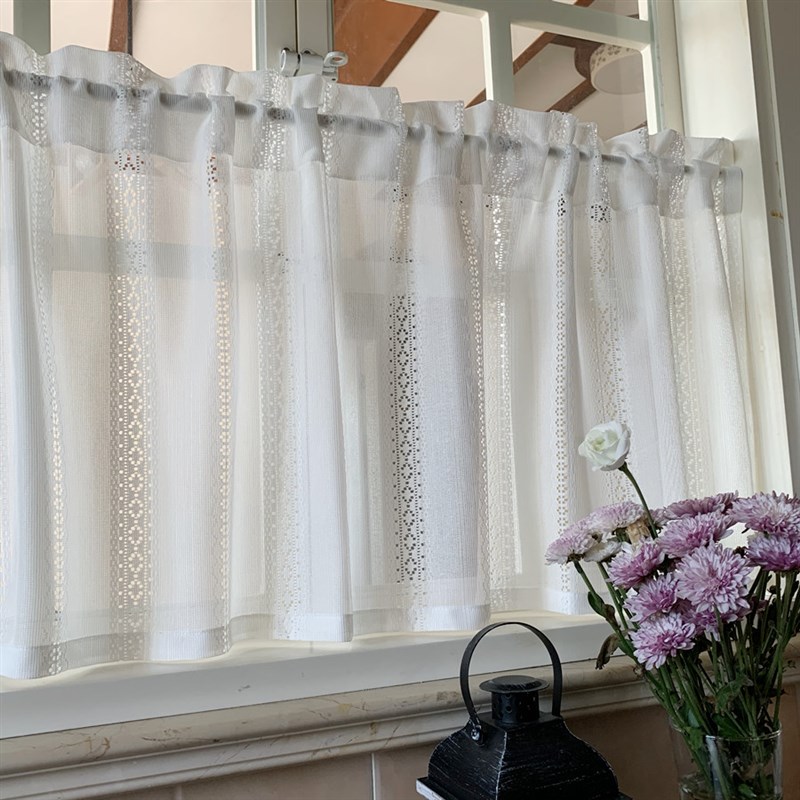 韩式复古日式隔断镂空窗帘窗纱帘飘窗不透人魔术贴免打孔门帘半帘