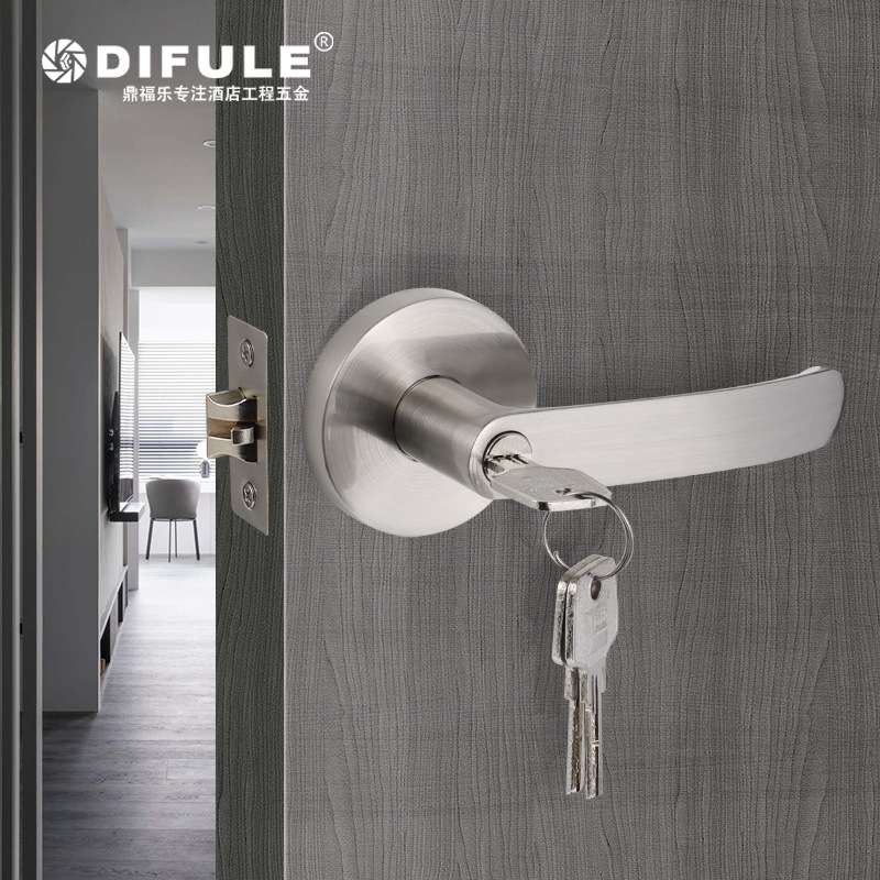 酒店卫生间执手锁三杆锁室内卧室门锁无钥匙通道锁家用型房门锁具