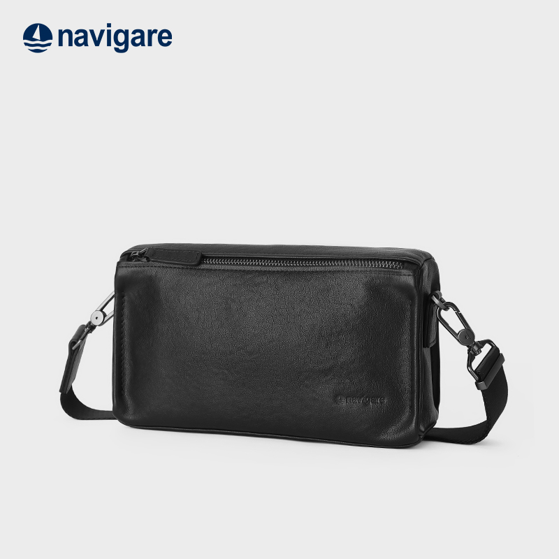 Navigare意大利小帆船真皮单肩包男通勤休闲随身小包斜挎包邮差包