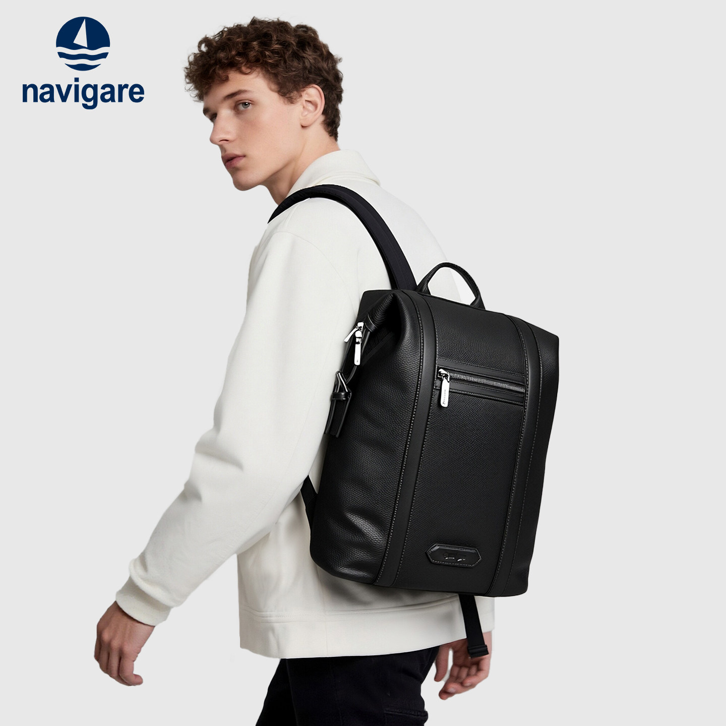 Navigare意大利小帆船2026男士真皮双肩包商务电脑背包大容量通勤