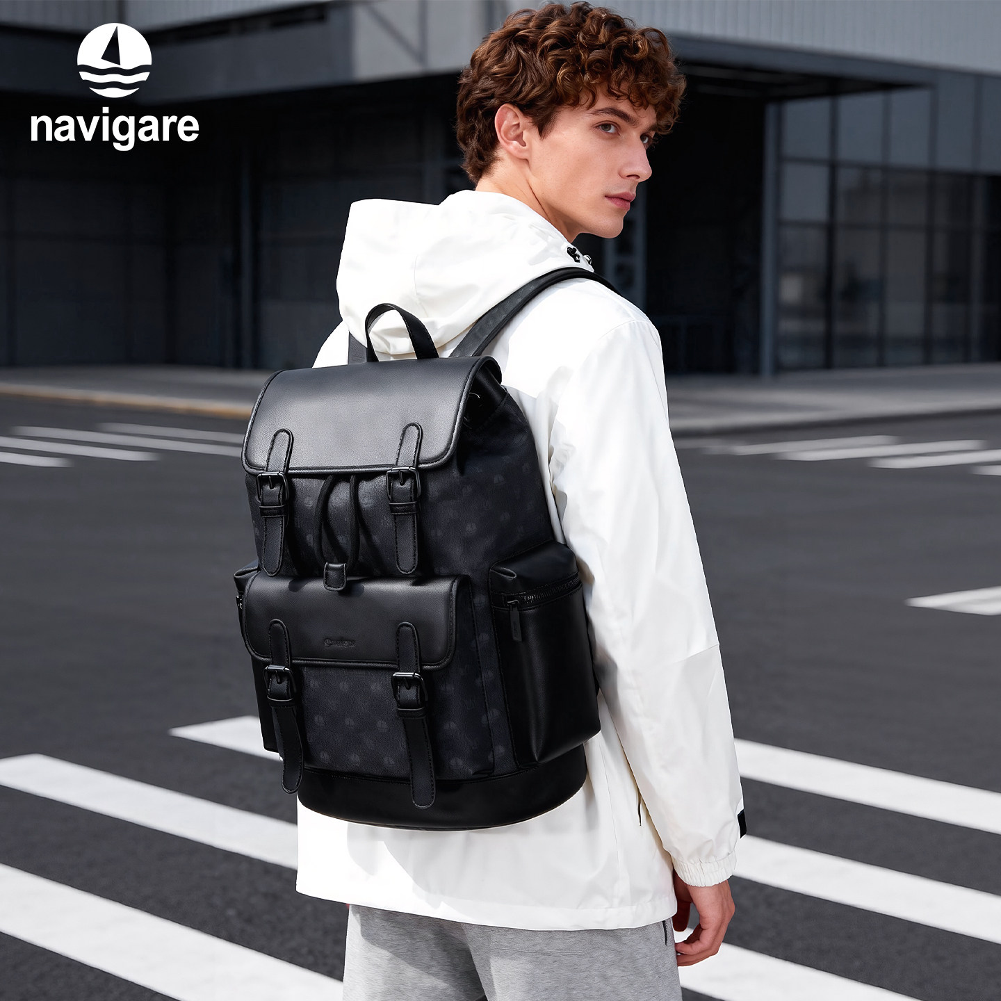 Navigare意大利小帆船双肩包男士书包电脑包潮流旅行通勤休闲背包
