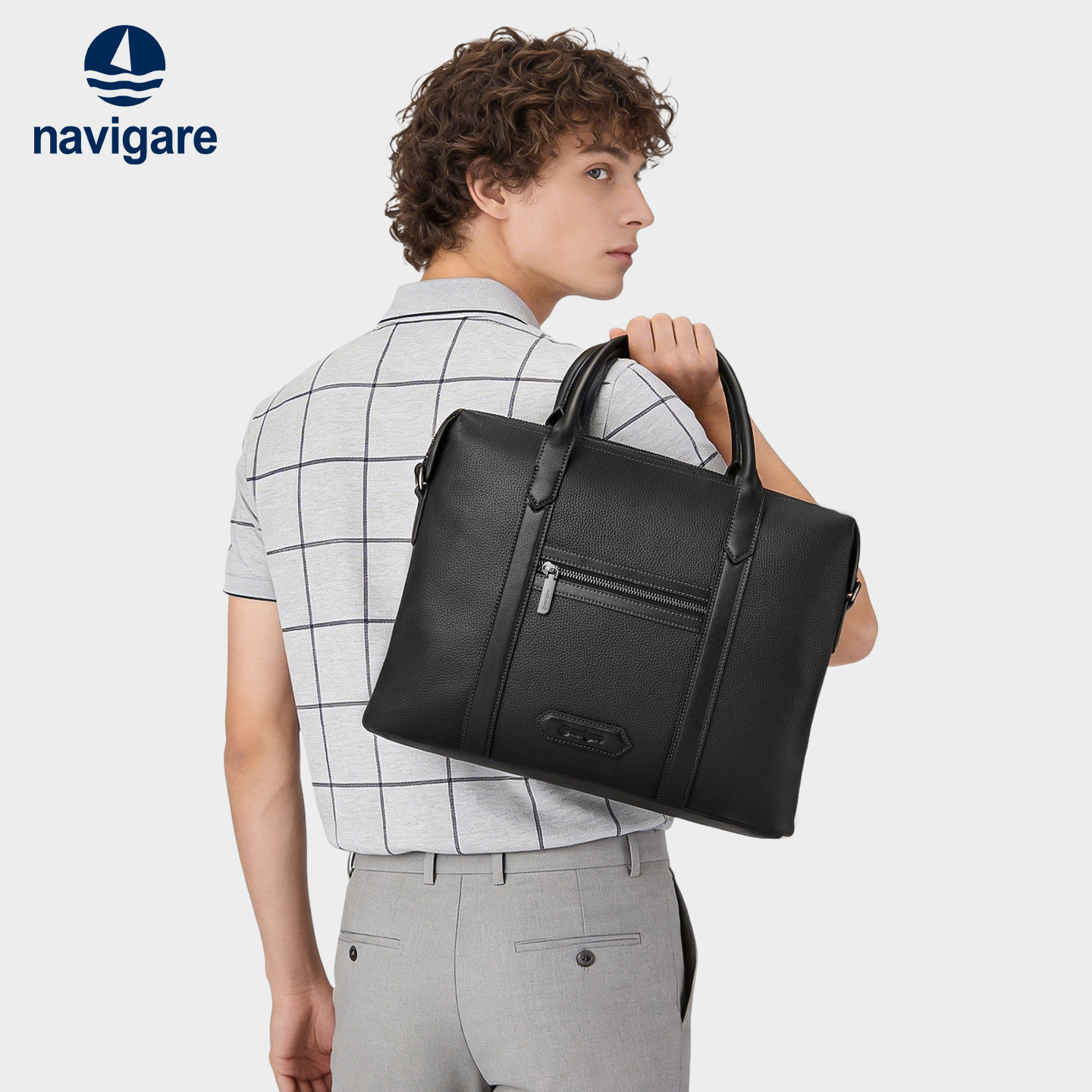 Navigare意大利小帆船2026新款男士真皮公文包商务电脑包通勤手提