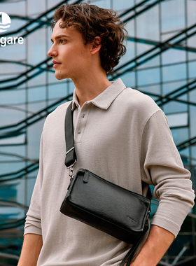 Navigare意大利小帆船真皮单肩包男通勤休闲随身小包斜挎包邮差包