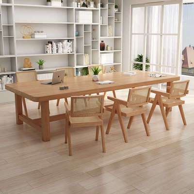 实木大书桌客厅长桌子双人阅读学习桌餐桌会议桌家用长凳北欧风