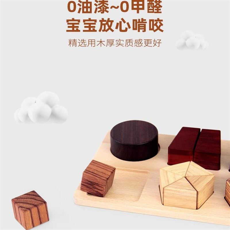 蒙氏形状认知配对玩具儿童几何等分嵌板手抓板拼图木制拼板教具