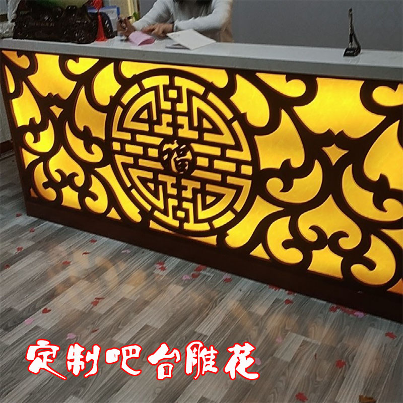 定制pvc中式花格雕花板镂空电视背景墙新中式吊顶玄关腰线装饰条