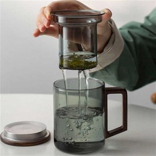 范爷家茶杯灵空茶水分离杯办公y玻璃喝茶杯子玻璃泡茶道杯花茶泡