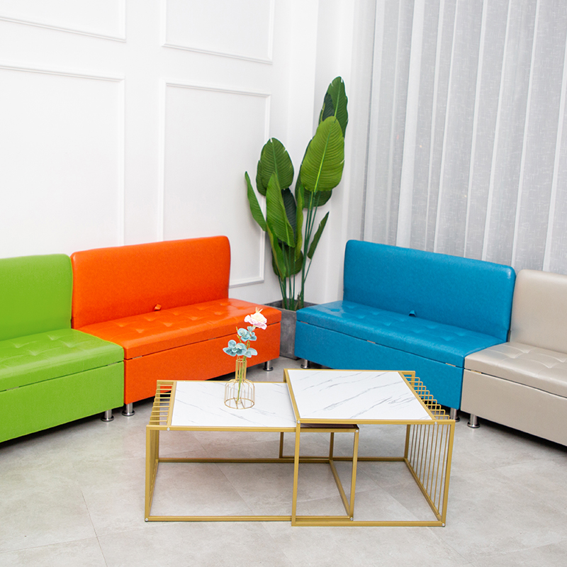 定制皮靠背换鞋凳储物沙发椅子收纳箱理发店等候长休息椅卡座