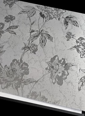 客厅卧室书房床头背景墙黄色花朵大花壁布浪漫田园灰色提花墙布WI