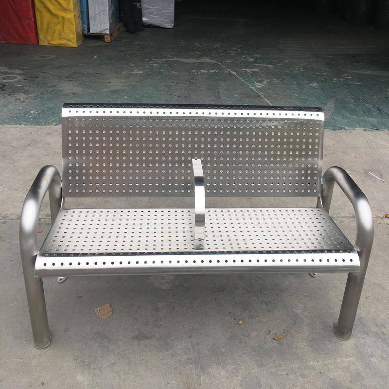 不锈钢户外椅子靠背长椅广场小区铁艺休闲座椅室外金属长条坐凳