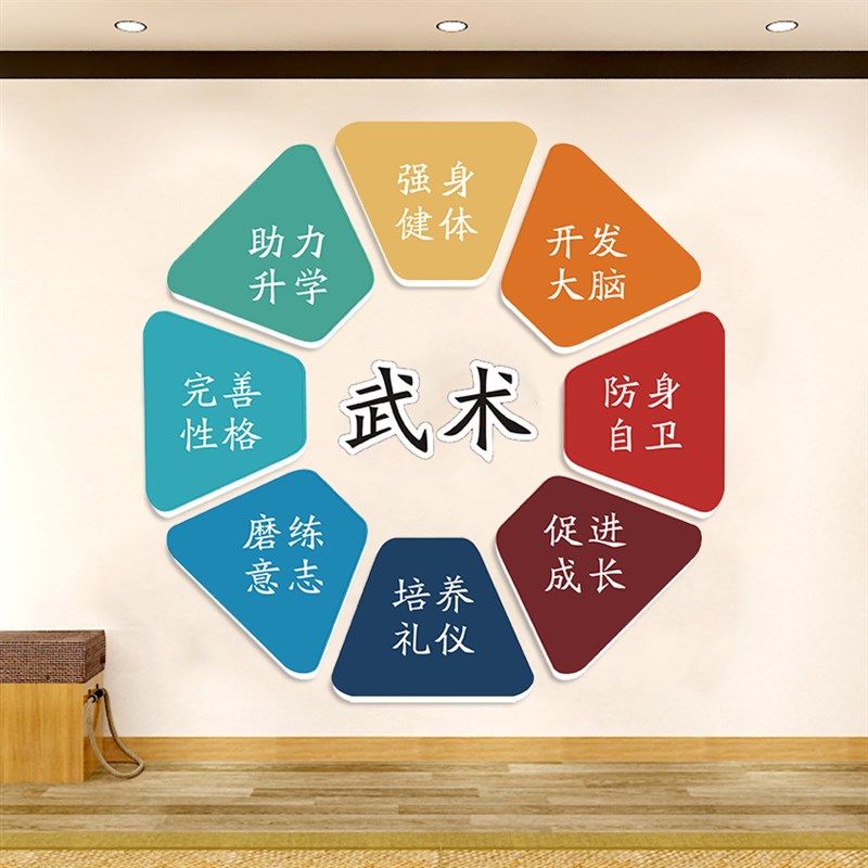 少儿训练跆拳道馆背景文化墙装饰武术培训班M柔道宣传画立体pvc画