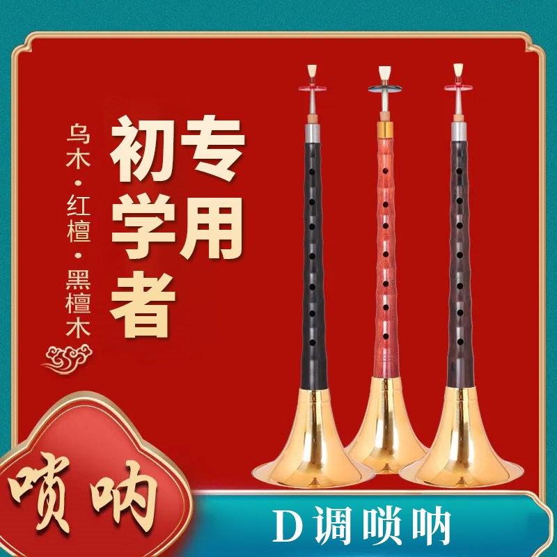 初学者专业唢呐乐器D调d调简单E好吹易学乌木黑檀木红檀木喇叭