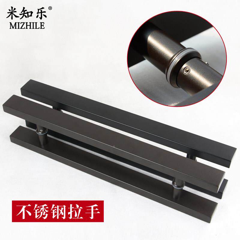 简约欧璃式不锈钢加厚金沙推黑色酒店大门门拉手实木门拉门玻tSkJ