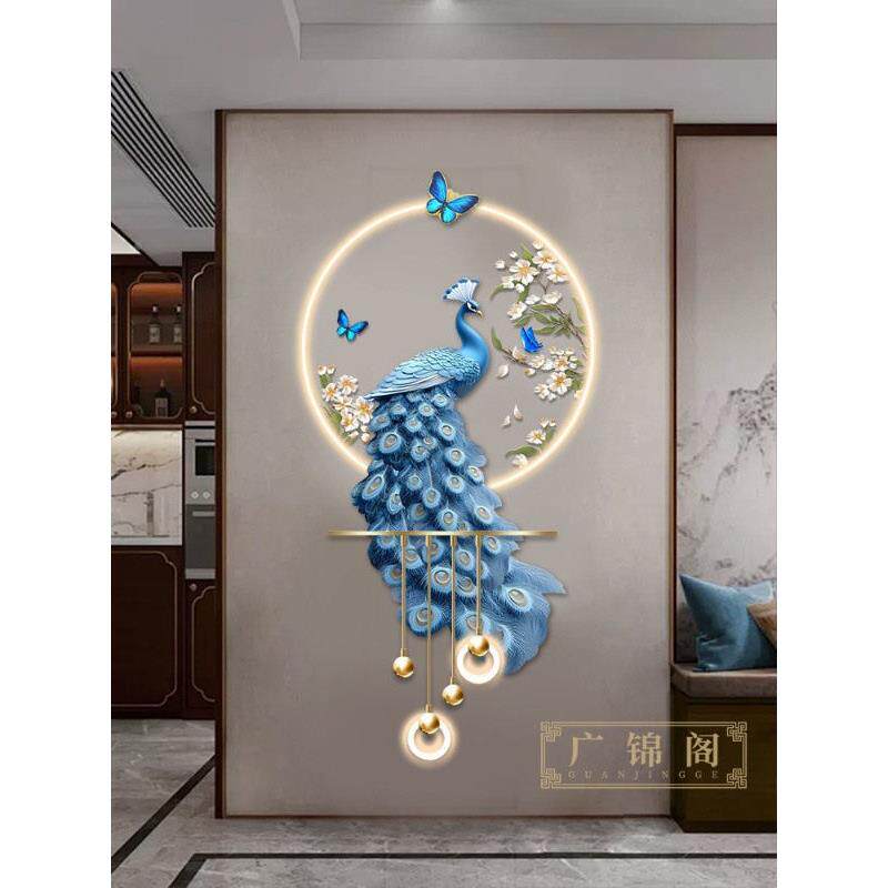 客感厅挂画级孔开屏墙面挂件雀玄高关画RNT背景墙壁装饰摆件