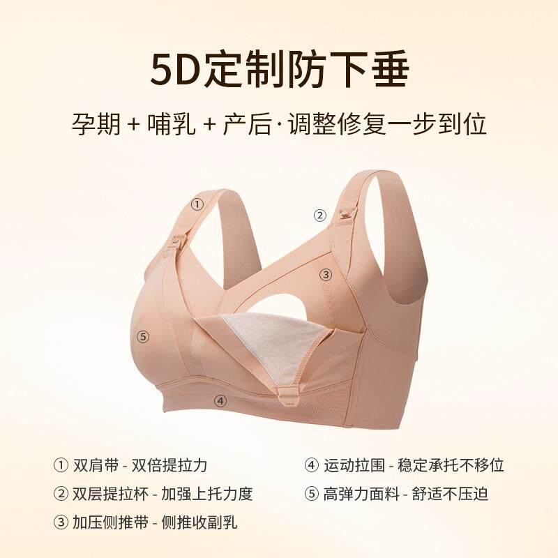 奶嘴杯哺乳内衣收防副乳垂下聚拢产后哺乳文胸怀孕哺内衣孕期大胸