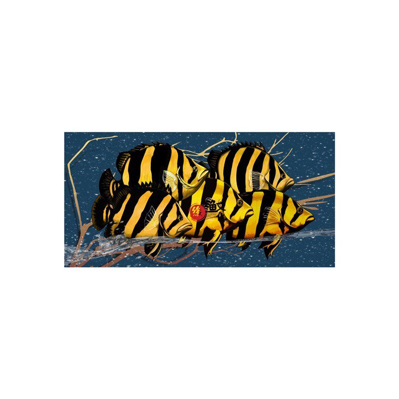 虎鱼装饰画办公室客厅水族馆招财B艺术现代虎鱼茶台鱼缸后墙壁挂