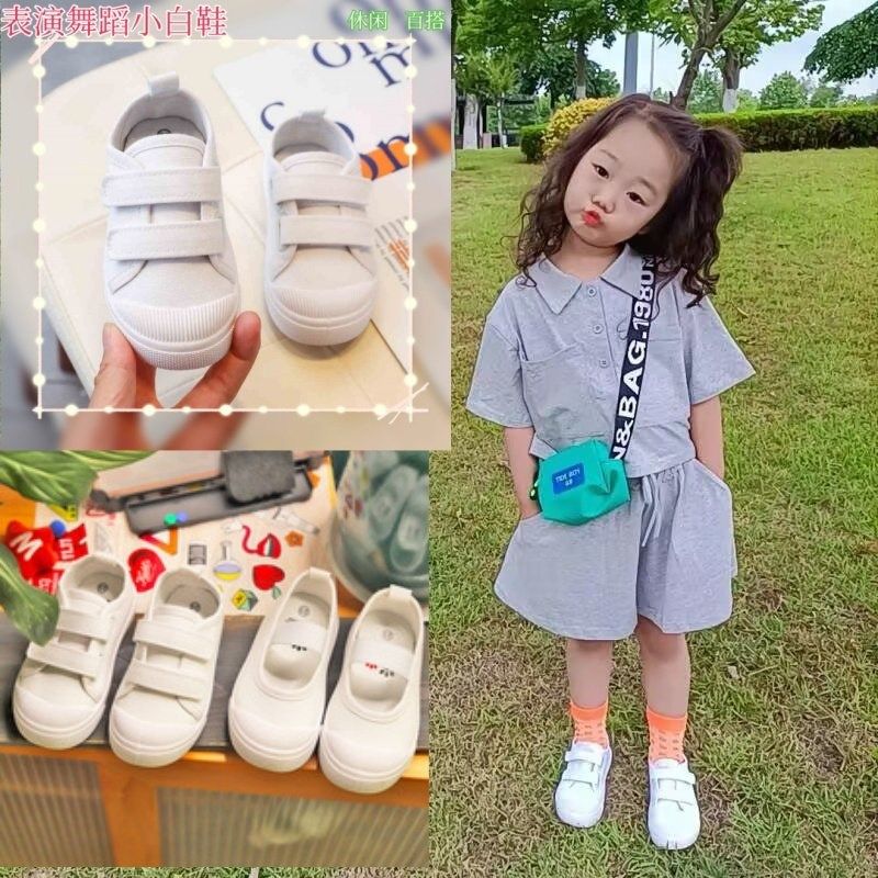 学生幼儿b园小白鞋时尚单鞋秋冬款单鞋一脚蹬时尚帆布鞋宝宝软底