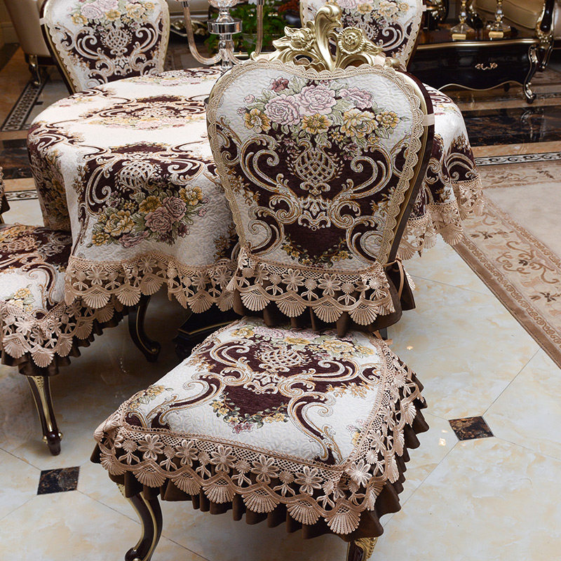 欧式餐椅垫高档奢华椅子背防滑美式椅垫套餐桌圆形V桌布茶几套四