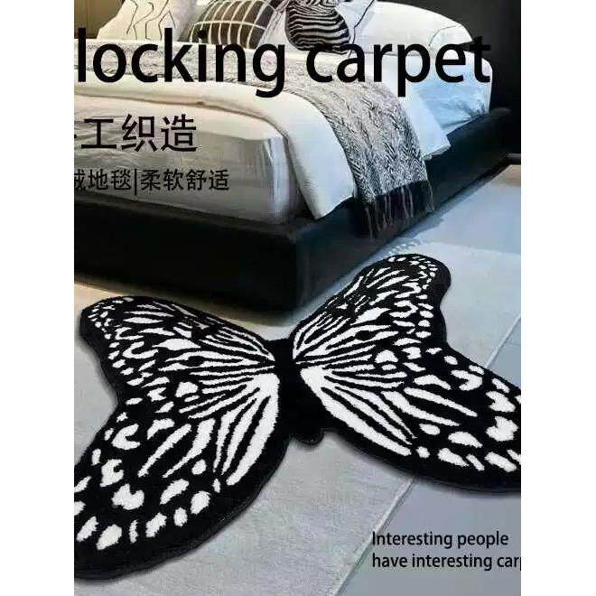 间植绒地毯儿房童房垫客厅加厚隔音脚皮毛毯OVK卧室蝴蝶床垫