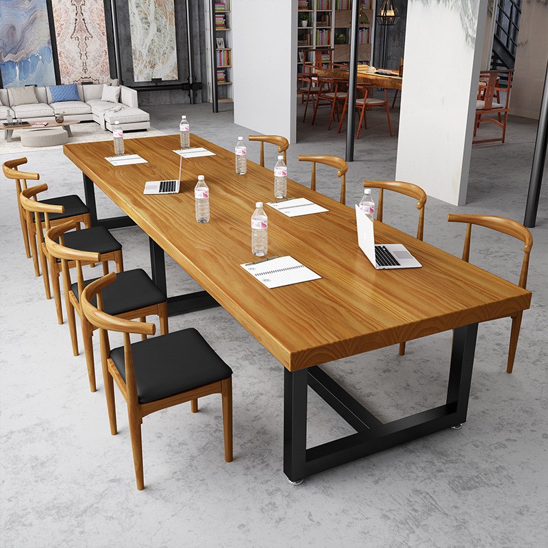 简约办公室实木长条办公桌 大型培训会议桌子商用职员办公电脑桌