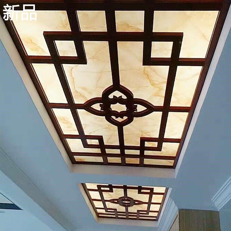 雕花板镂空PVC中式线条吊顶客厅隔断花格走廊背景墙装.饰通花板新