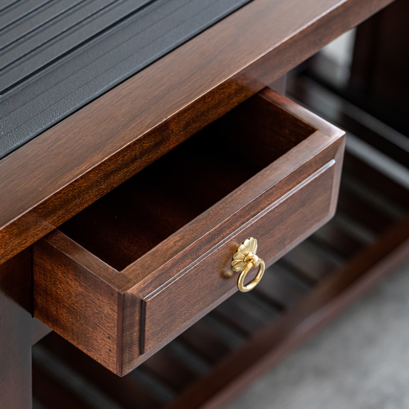 功夫茶桌实木茶台茶几小号泡茶桌阳台家用原木榫卯免安装会客桌