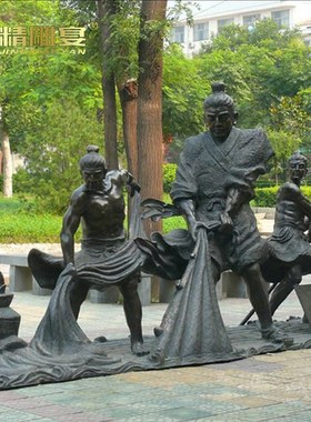 渔民文化人物铸铜雕像城市广场大型玻璃钢仿铜雕塑户外景观铜雕
