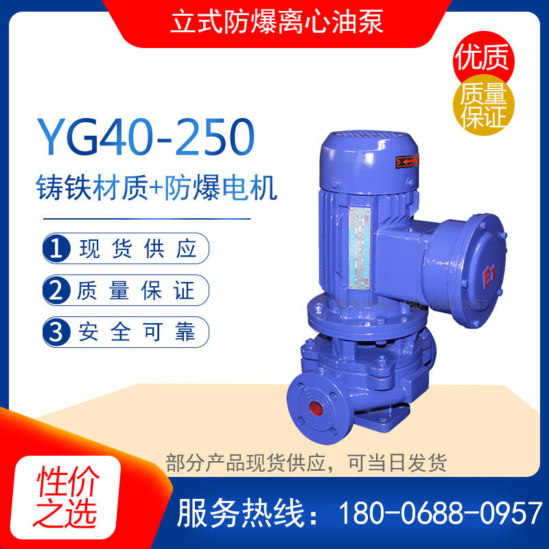 YG40-250型立式防爆离心油泵 管道增压离心泵 耐高温无泄漏化工泵