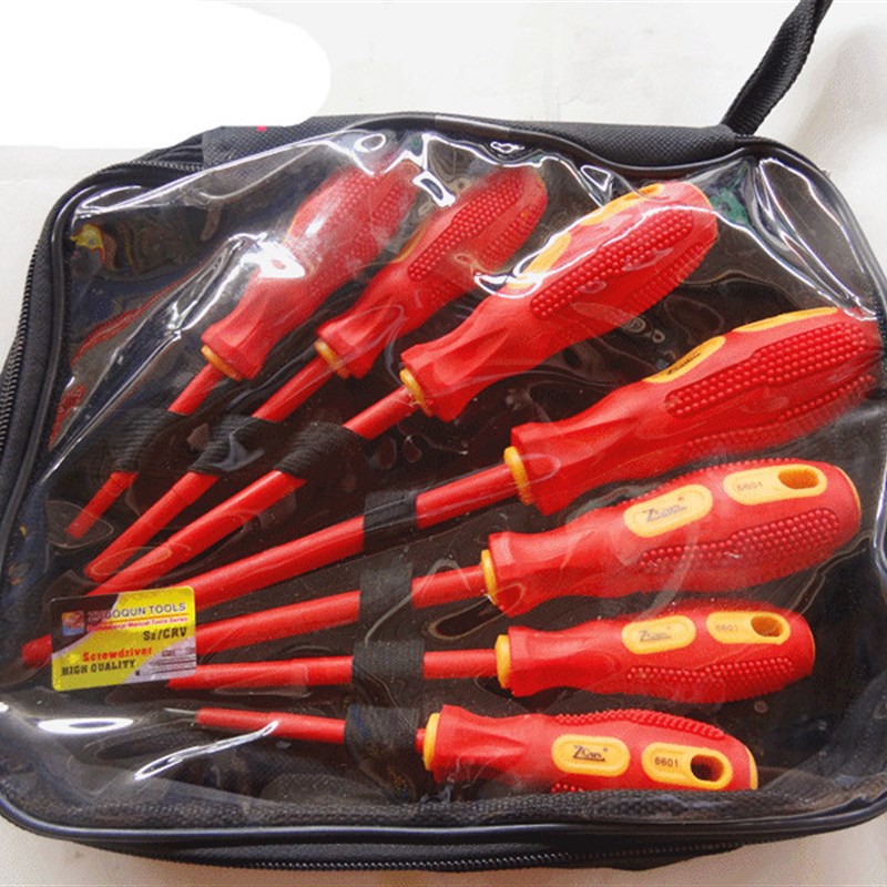 绝缘螺丝刀7件套耐高压螺丝批起子改锥电工螺丝刀维修组合套装