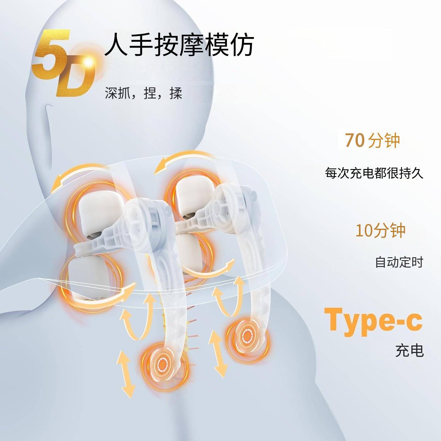 爆款充电式热销仿人手揉捏热敷肩颈按摩仪 腰颈两用颈椎按摩器